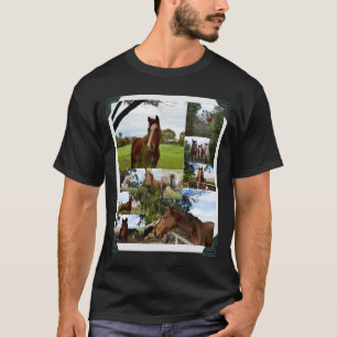 写真コラージュの額馬 Tシャツ