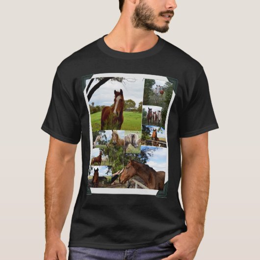写真コラージュの額馬 Tシャツ (正面)
