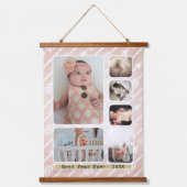 写真コラージュはこちらぶら下がったの壁 吊り下げ型タペストリー (正面)