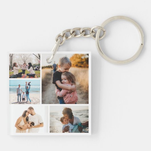 写真コラージュアイディアギフト作成5枚の写真 キーホルダー (裏面)