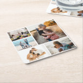 写真コラージュアイディアギフト作成5枚の写真 スクエアペーパーコースター (アングル)