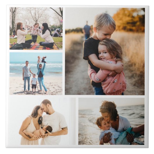 写真コラージュアイディアギフト作成5枚の写真 タイル (正面)