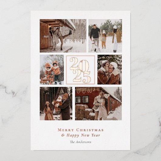 写真コラージュエレガントメリークリスマス 箔シーズンカード (正面)