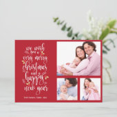 写真コラージュクリスマスカード 3枚の写真 招待状 (スタンド正面)