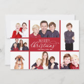 写真コラージュクリスマスカード 7枚の写真 おしゃれなスクリプト 招待状 (正面)