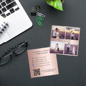 写真コラージュバラ金ゴールドQRコードSNS スクエア名刺