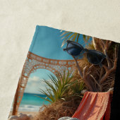 写真コラージュビーチライフの貝殻 ビーチタオル (インサイチュ)