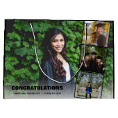 写真コラージュブラック卒業式おめでとう ラージペーパーバッグ (裏面)