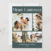 写真コラージュモダンスカンジナビアのグリーンクリスマス シーズンカード (正面)