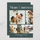 写真コラージュモダンスカンジナビアのグリーンクリスマス シーズンカード (正面/裏面)