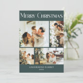 写真コラージュモダンスカンジナビアのグリーンクリスマス シーズンカード (スタンド正面)