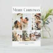 写真コラージュモダンスカンジナビアのグリーンクリスマス シーズンカード (スタンド正面)