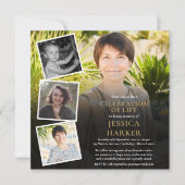 写真コラージュモダン葬儀お祝いオブ・ライフ 招待状 (正面)