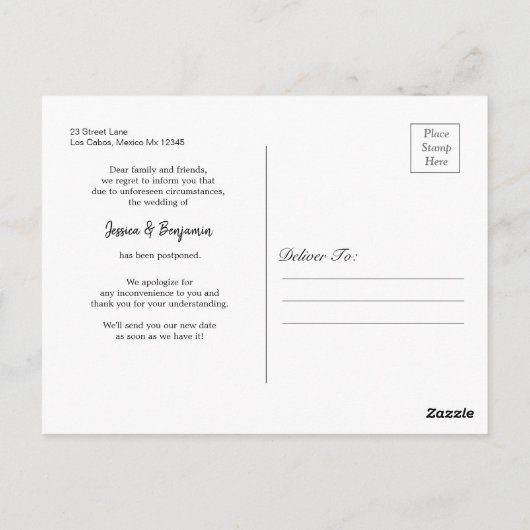 写真コラージュ付きの最小限の計画変更 ポストカード (裏面)