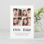 写真コラージュ共同誕生日招待状 招待状 (スタンド正面)