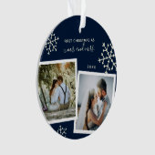 写真コラージュ初めてのクリスマスミセスモノグラムのさん オーナメント (正面)