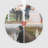 写真コラージュ初めてのクリスマスミセスモノグラムのさん オーナメント (裏面)