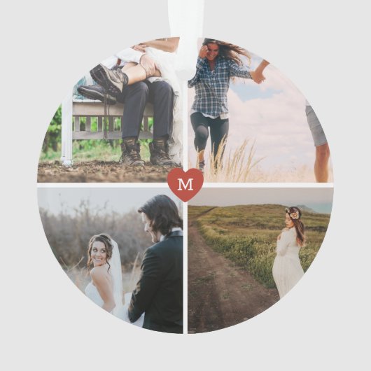 写真コラージュ初めてのクリスマスミセスモノグラムのさん オーナメント (裏面)