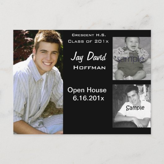 写真コラージュ卒業発表3件 案内ポストカード (正面)