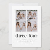 写真コラージュ姉妹共同誕生日招待状 招待状 (正面)