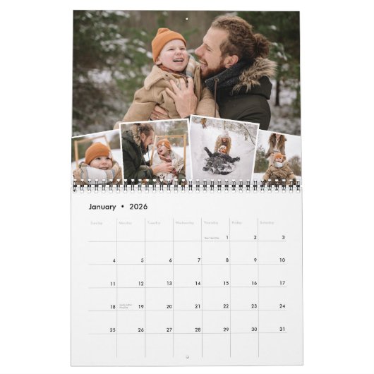 写真コラージュ家族の月刊写真 カレンダー (1月 2026)