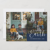 写真コラージュ平和オンアースクリスマスファミリードッグ シーズンカード (正面)