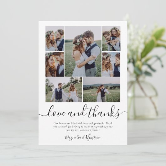 写真コラージュ愛と感謝していおし結婚てお礼Ca サンキューカード (スタンド正面)