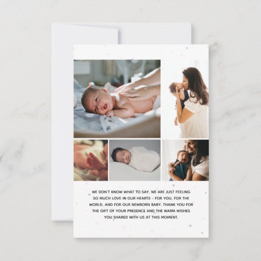 写真コラージュ生誕通知5件のメッセージ 招待状 (正面)