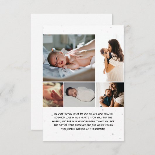 写真コラージュ生誕通知5件のメッセージ 招待状 (正面/裏面)