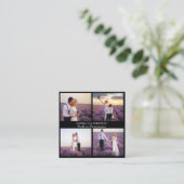 写真コラージュ白黒QRコード スクエア名刺 (スタンド正面)