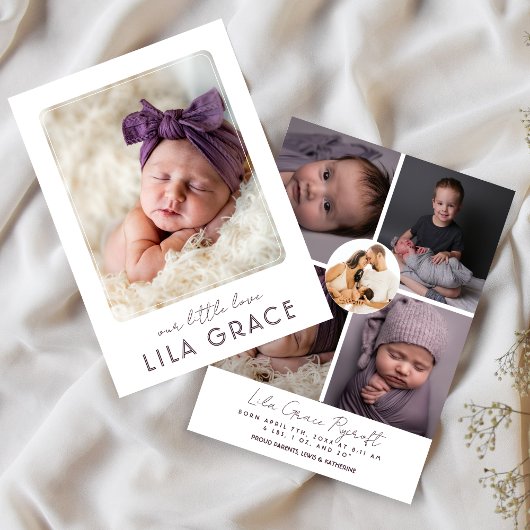 写真コラージュ私たちの小さな愛の誕生の発表 案内状