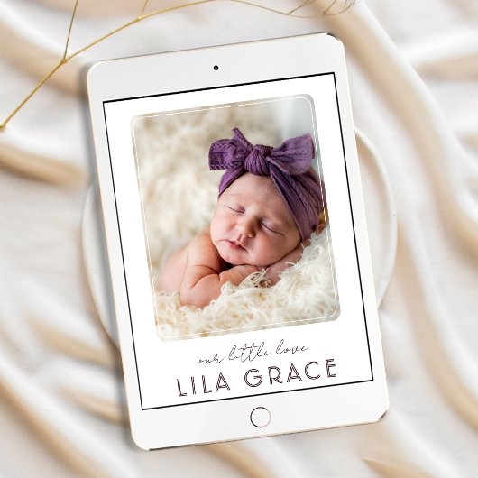 写真コラージュ私たちの小さな愛の誕生の発表 案内状