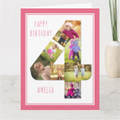 写真コラージュ第4女子の第4バースデーカード カード (正面)