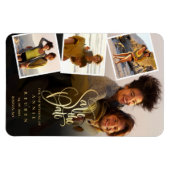 写真コラージュ結婚式の日付の保存 マグネット (横)