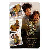 写真コラージュ結婚式の日付の保存 マグネット (縦)