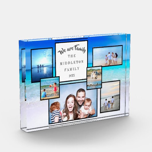 写真コラージュ記念ビーチ私たちは家族 フォトブロック (左)
