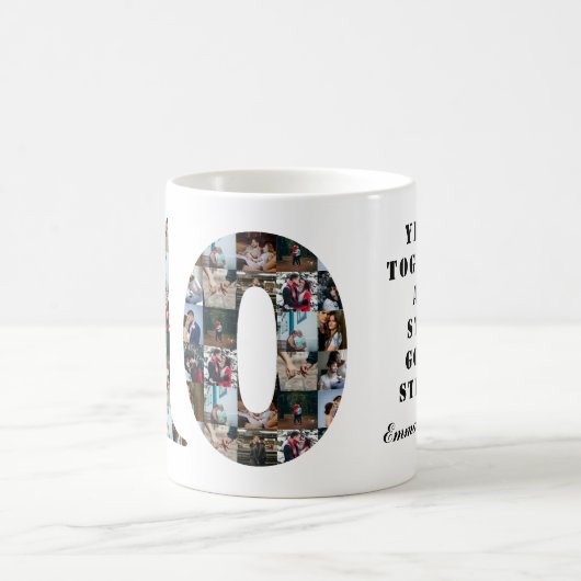 写真コラージュ10周年ギフト毎の年 コーヒーマグカップ (中央)
