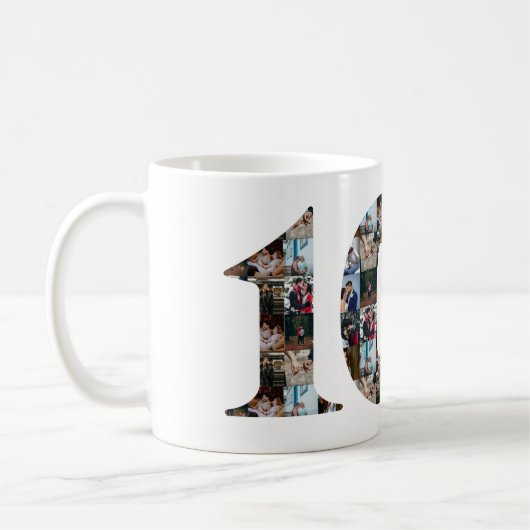 写真コラージュ10周年ギフト毎の年 コーヒーマグカップ (左)