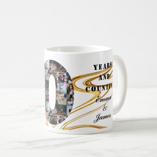 写真コラージュ10周年ギフト毎の年 コーヒーマグカップ (正面右)