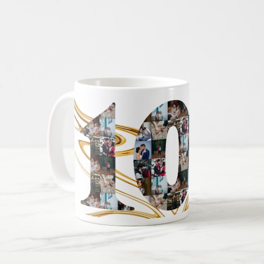 写真コラージュ10周年ギフト毎の年 コーヒーマグカップ (正面左)