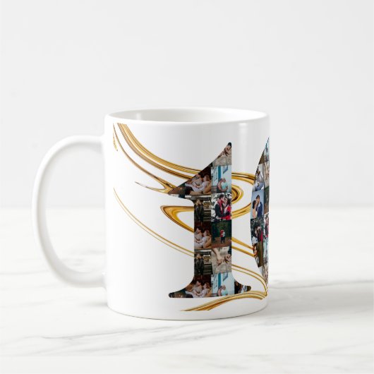 写真コラージュ10周年ギフト毎の年 コーヒーマグカップ (左)