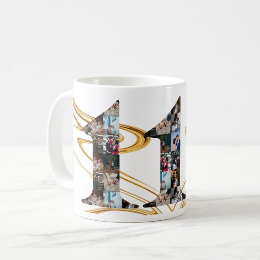 写真コラージュ11年のアニバーサリーギフト コーヒーマグカップ (正面左)