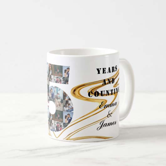 写真コラージュ15周年ギフト年ごと コーヒーマグカップ (正面右)