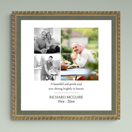 写真コラージュ3写真シンプル葬祭記念碑 ポスター