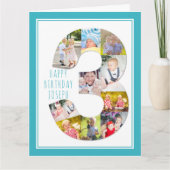 写真コラージュ3男の子の3歳の誕生日 カード (正面)