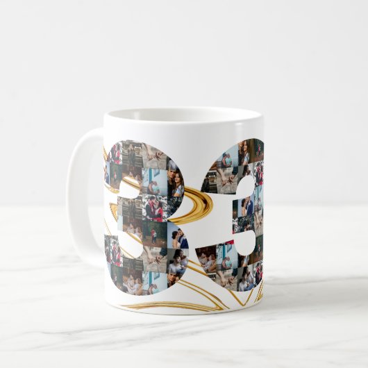 写真コラージュ33年のアニバーサリーギフト コーヒーマグカップ (正面左)