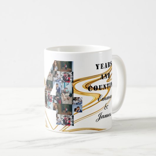 写真コラージュ34年のアニバーサリーギフト コーヒーマグカップ (正面右)