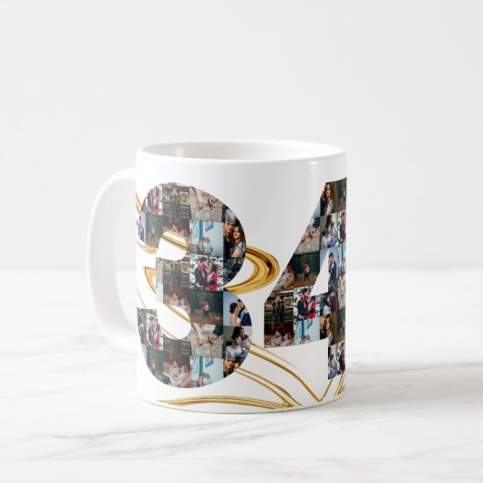 写真コラージュ34年のアニバーサリーギフト コーヒーマグカップ (正面左)