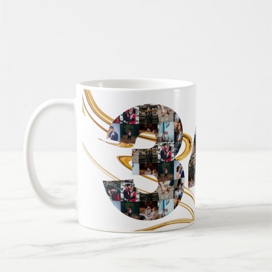 写真コラージュ34年のアニバーサリーギフト コーヒーマグカップ (左)
