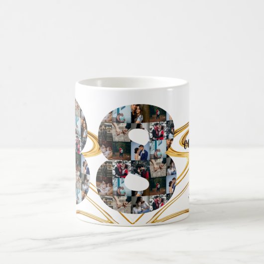 写真コラージュ38年の記念品 コーヒーマグカップ (中央)